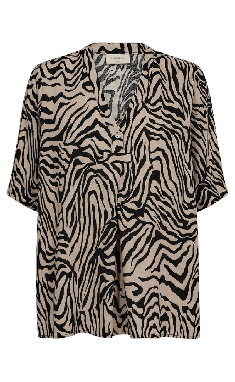 Freequent Bluse - Larin - Simply Taupe w. Black