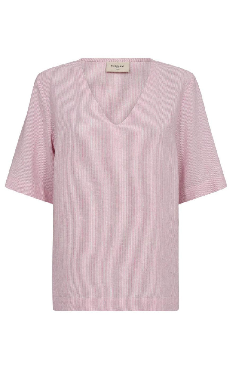 Freequent Bluse - Lava - Off White w. Fuchsia Pink