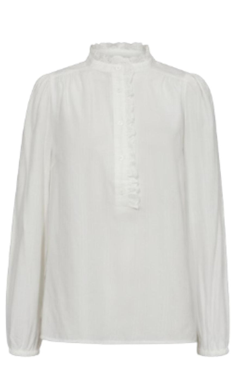 Freequent Bluse - Sea - Off White