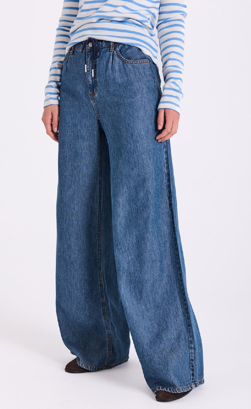 Freequent Bukser - Milo Wide - Medium Blue Denim