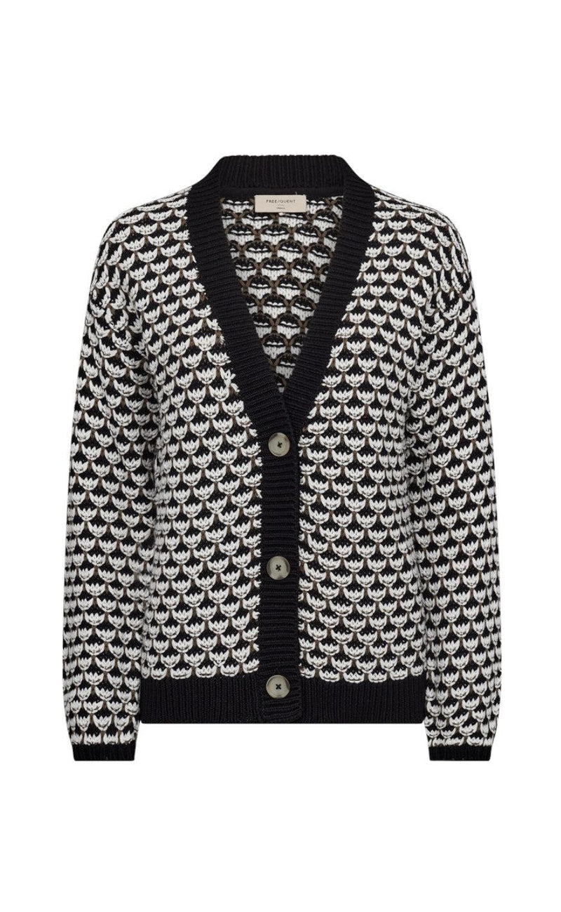 Freequent Cardigan - Flippy - Black W. Off White