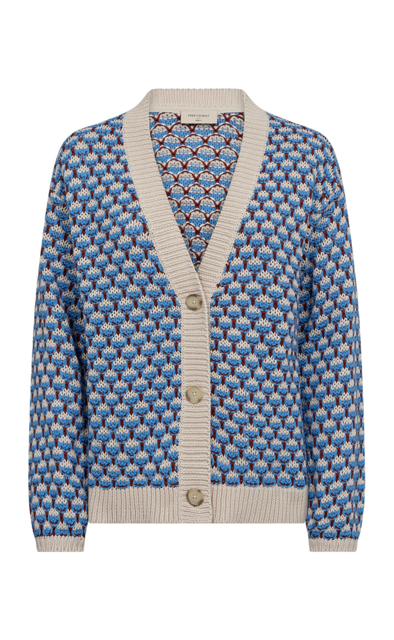 Freequent Cardigan - Flippy - Moonbeam W. Azure Blue