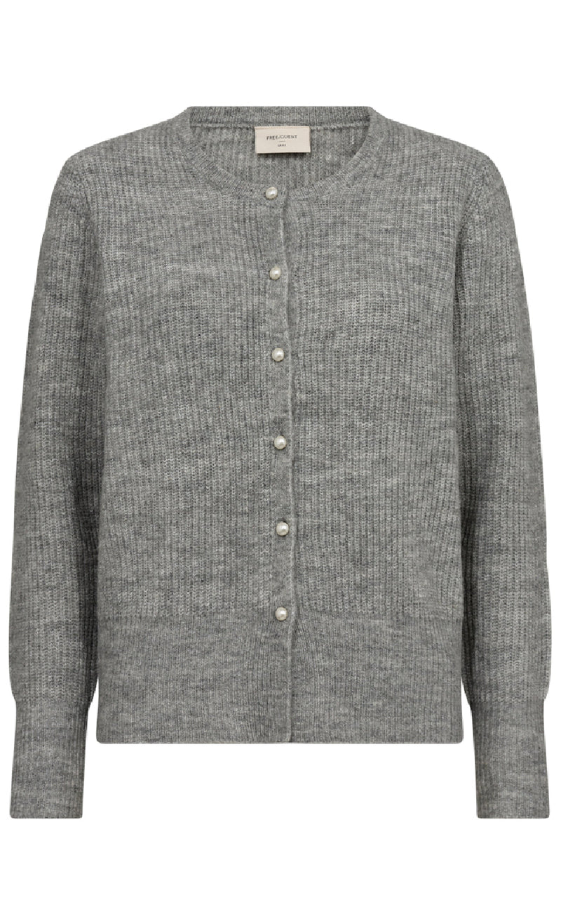 Freequent Cardigan - Pearl - Medium Grey Melange