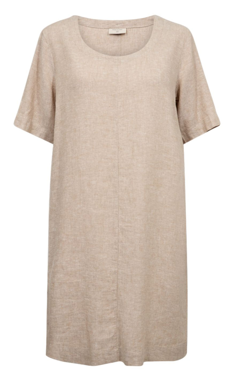 Freequent Kjole - Lava Button Back - Sand Melange