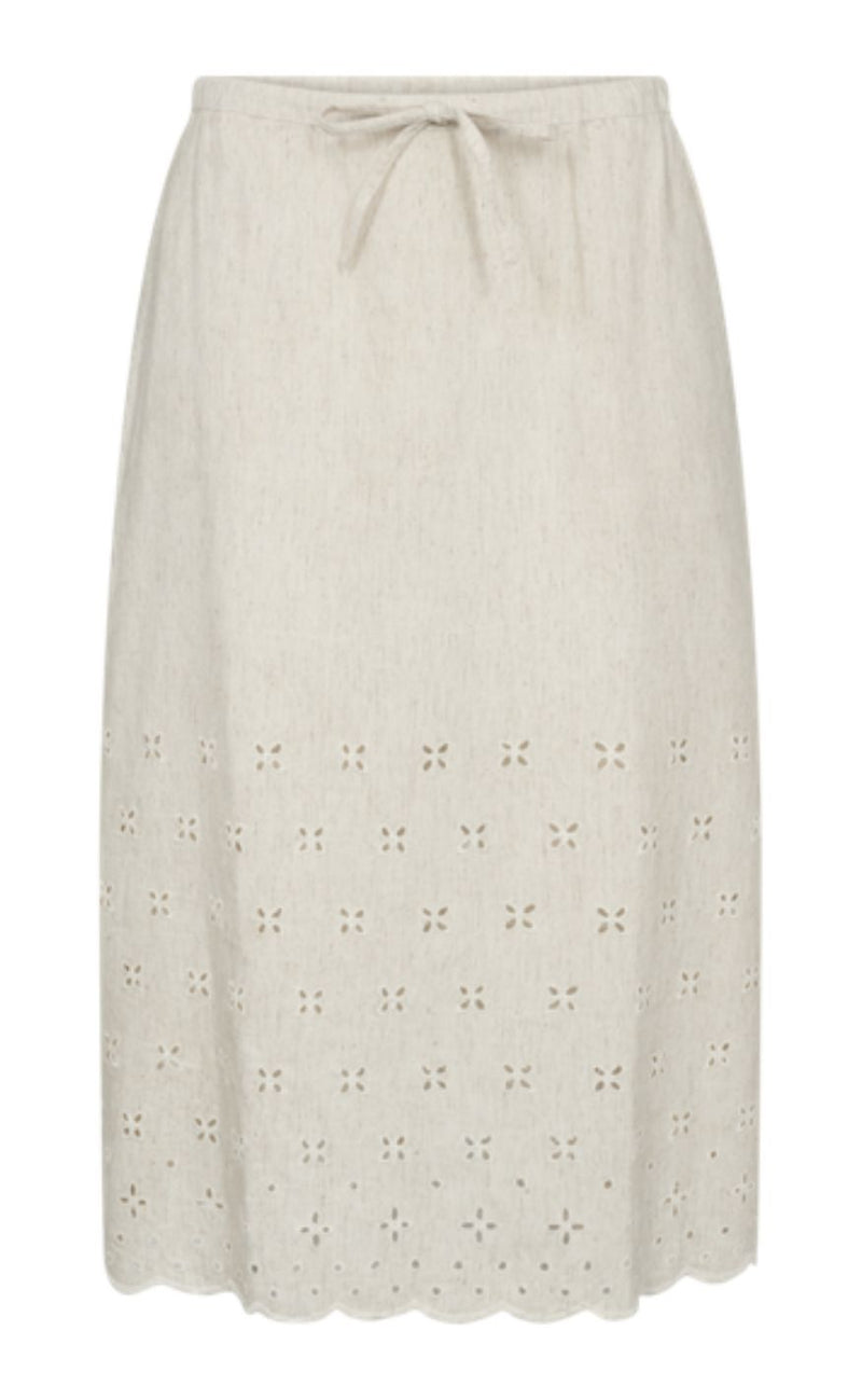 Freequent Nederdel - Linus Embroidery - Moonbeam Melange