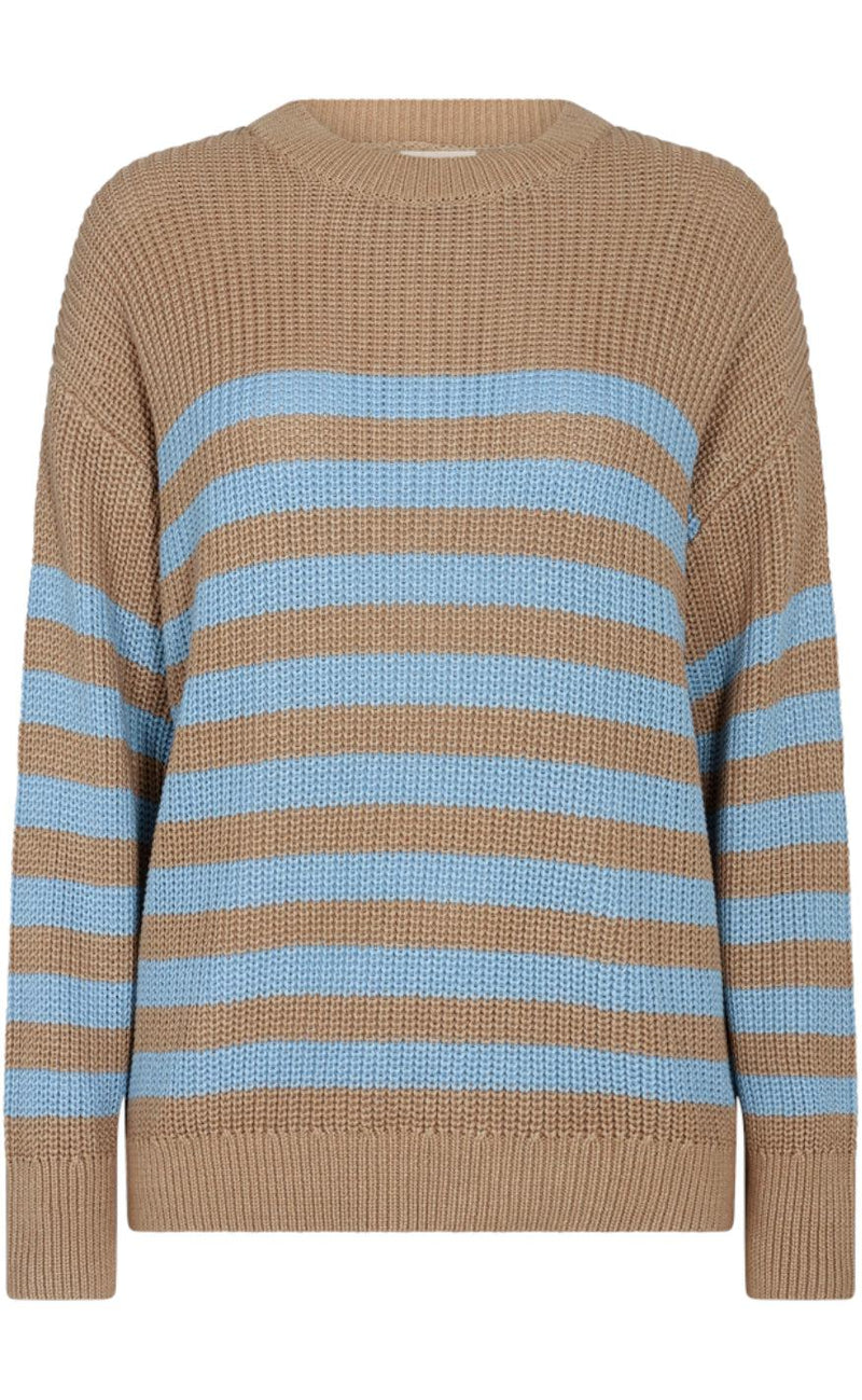 Freequent Pullover - Iben - Desert Taupe W. Chambray Blue