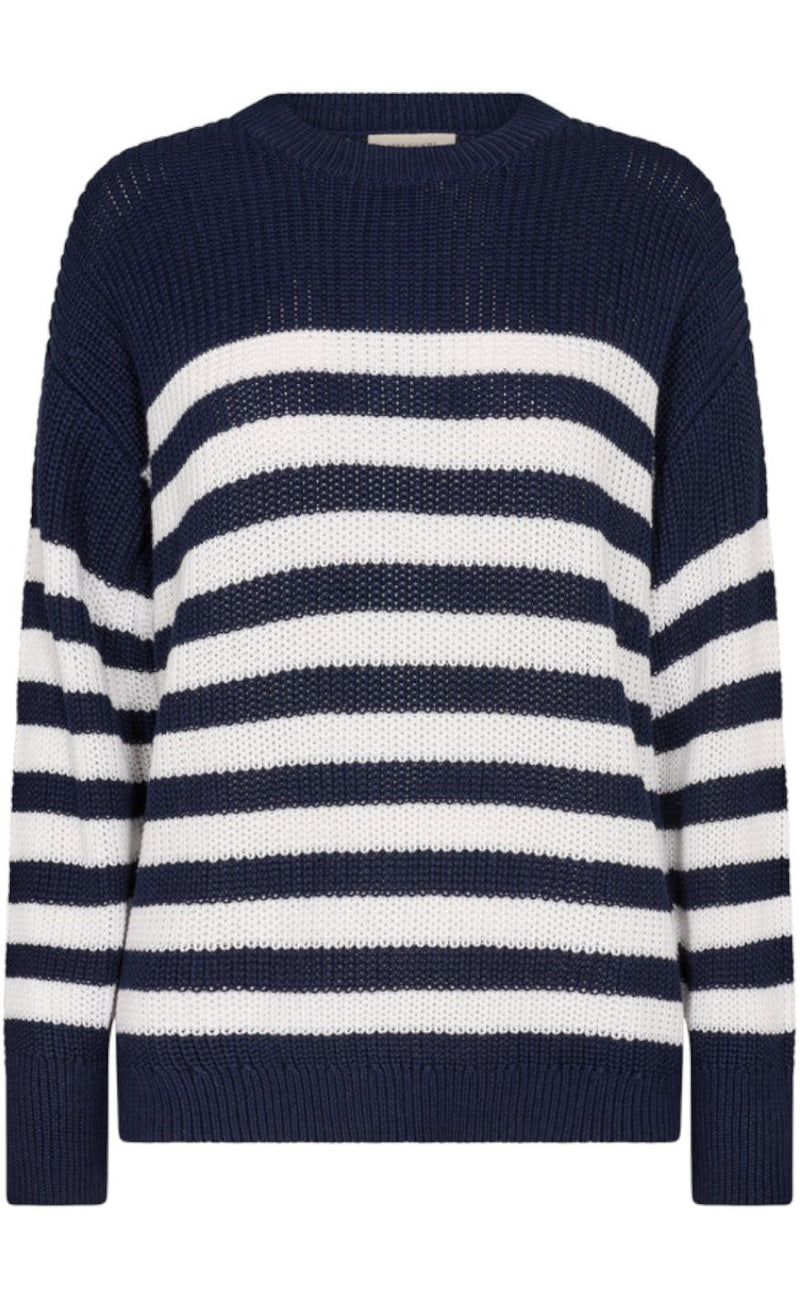 Freequent Pullover - Iben - Navy Blazer W. Brilliant White