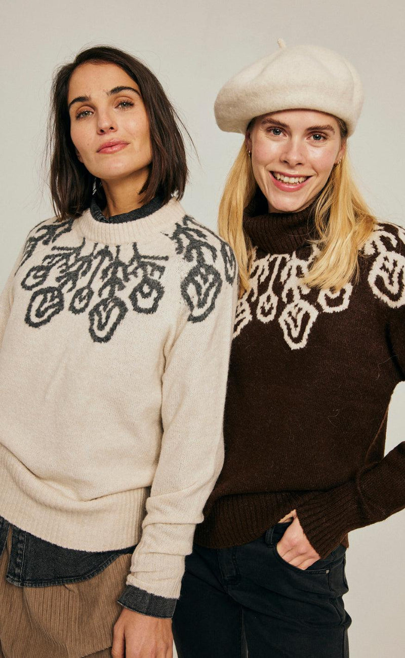 Freequent Pullover - Merla - Moonbeam W. Dark Grey Mel