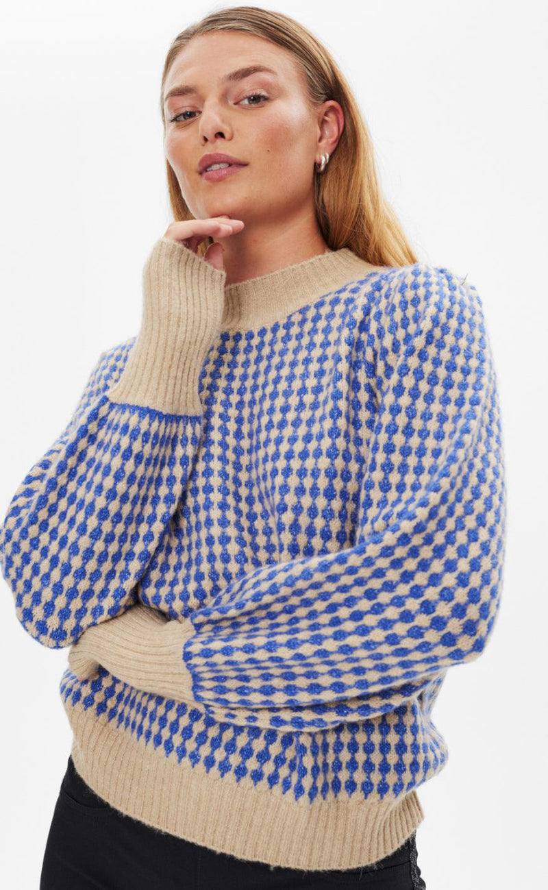 Freequent Pullover - Smerla - Corckery Melange W. Deep Ultramarine