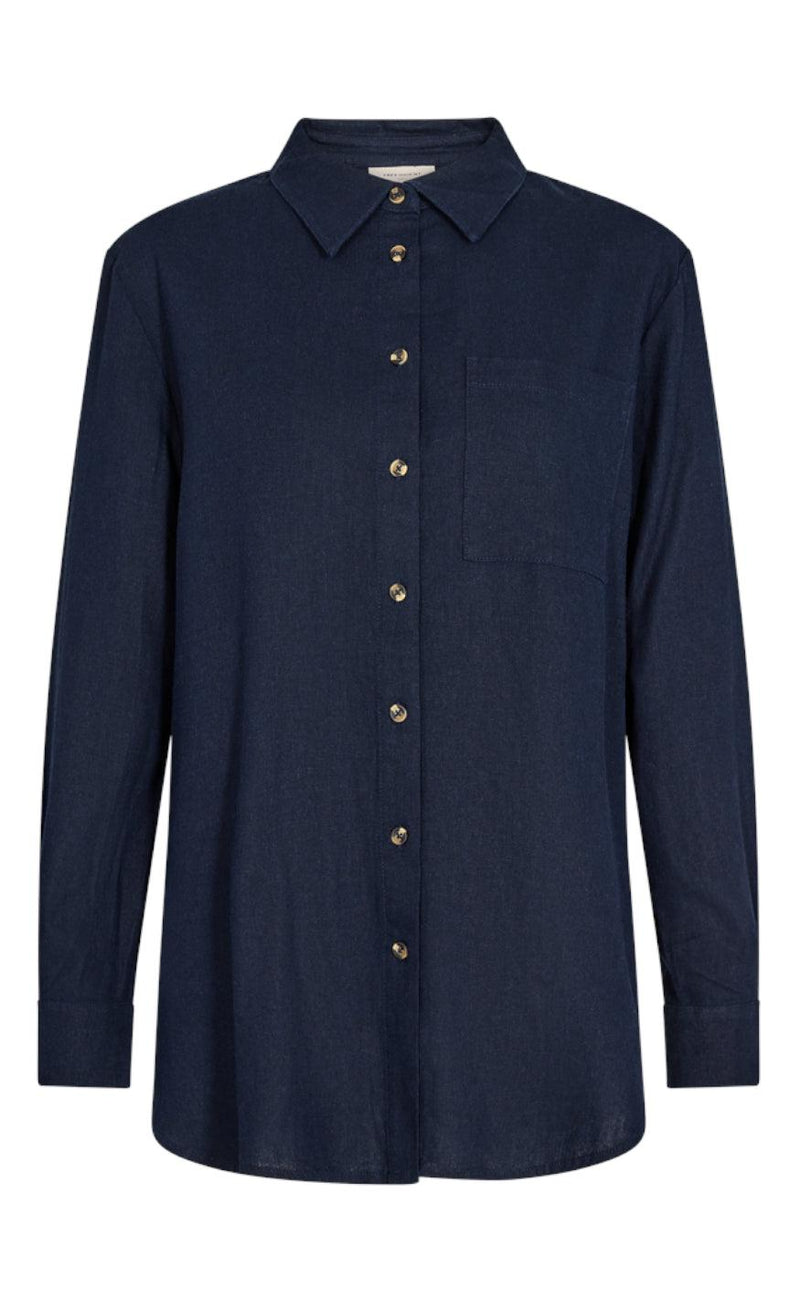 Freequent Skjorte - Lava Simple - Navy Blazer