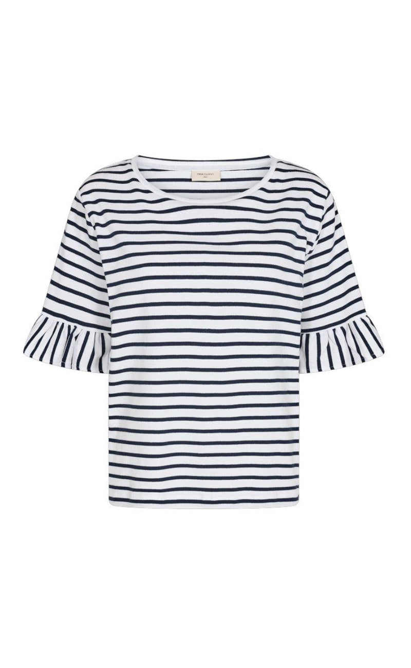 Freequent T-shirt - Marline - Brilliant White W. Navy Blazer