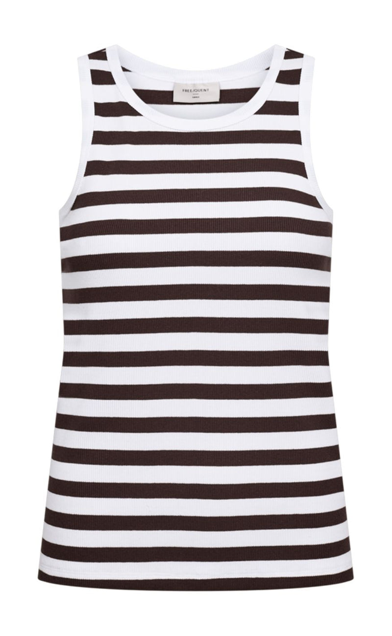 Freequent Top - Effy - Brilliant White w. Coffee Bean