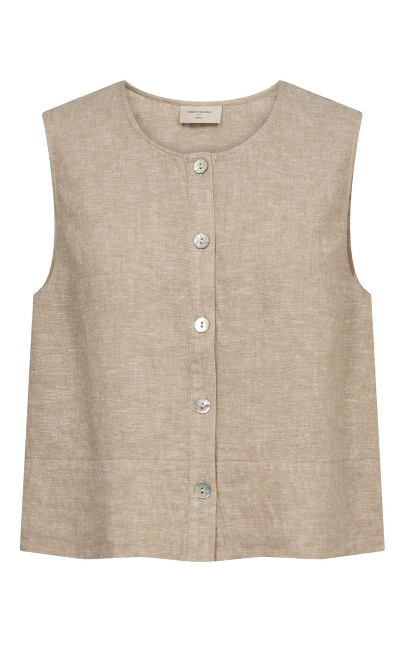 Freequent Top - Lava Vest - Sand Melange