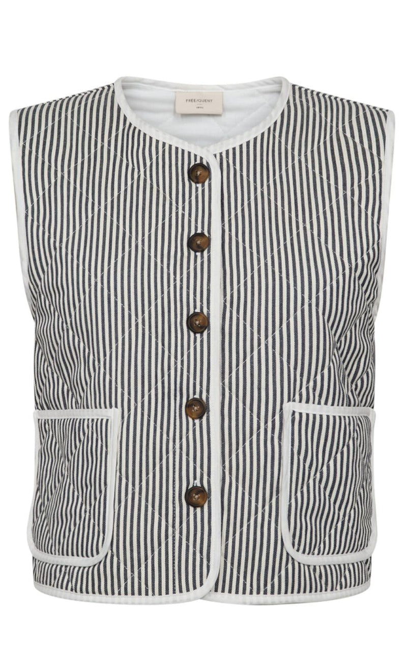 Freequent Vest - Mella - Medieval Blue W. Off-White