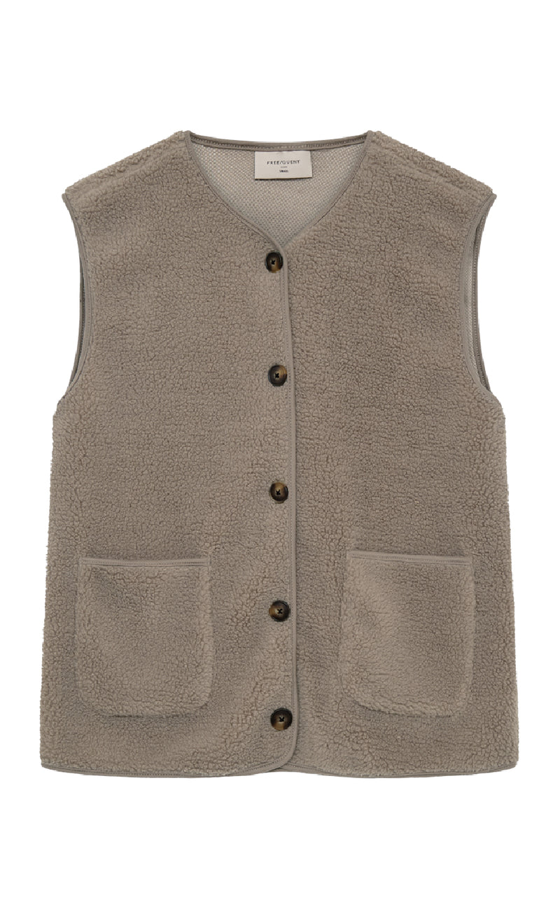 Freequent Vest - Teddy - Desert Taupe