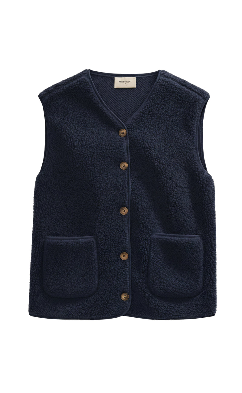 Freequent Vest - Teddy - Navy Blazer