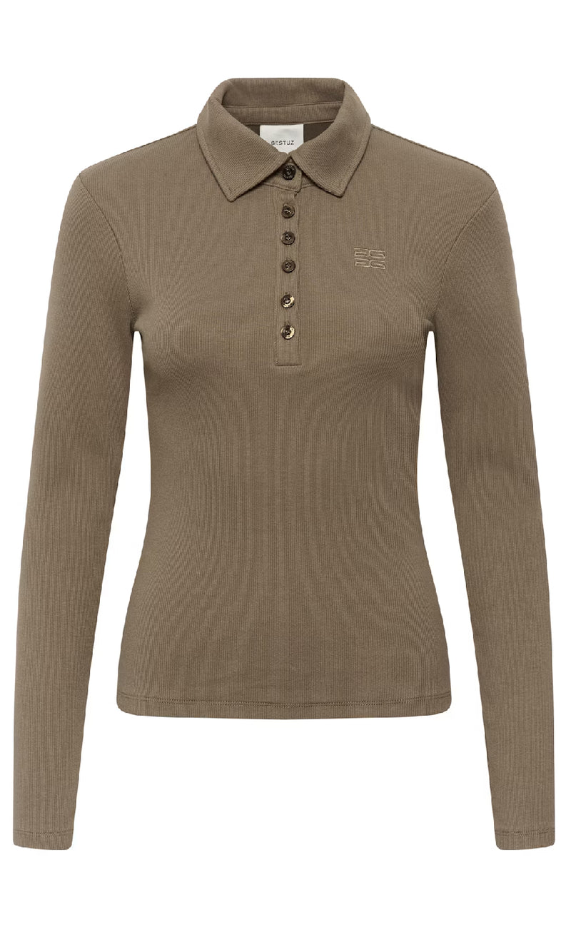 Gestuz Bluse - Drew LS Polo - Walnut