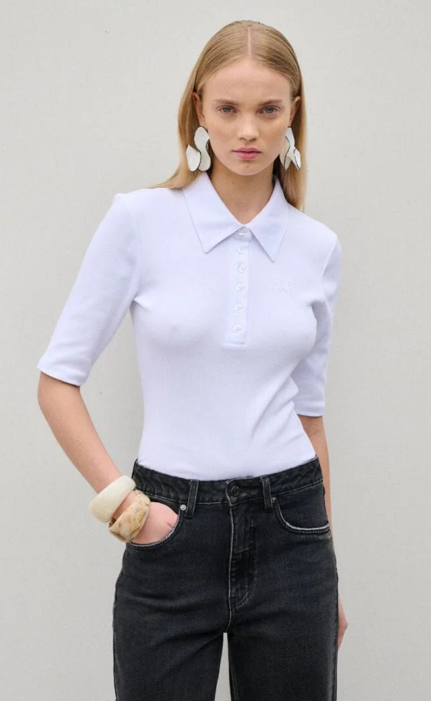 Gestuz Bluse - Drew Polo - Bright White