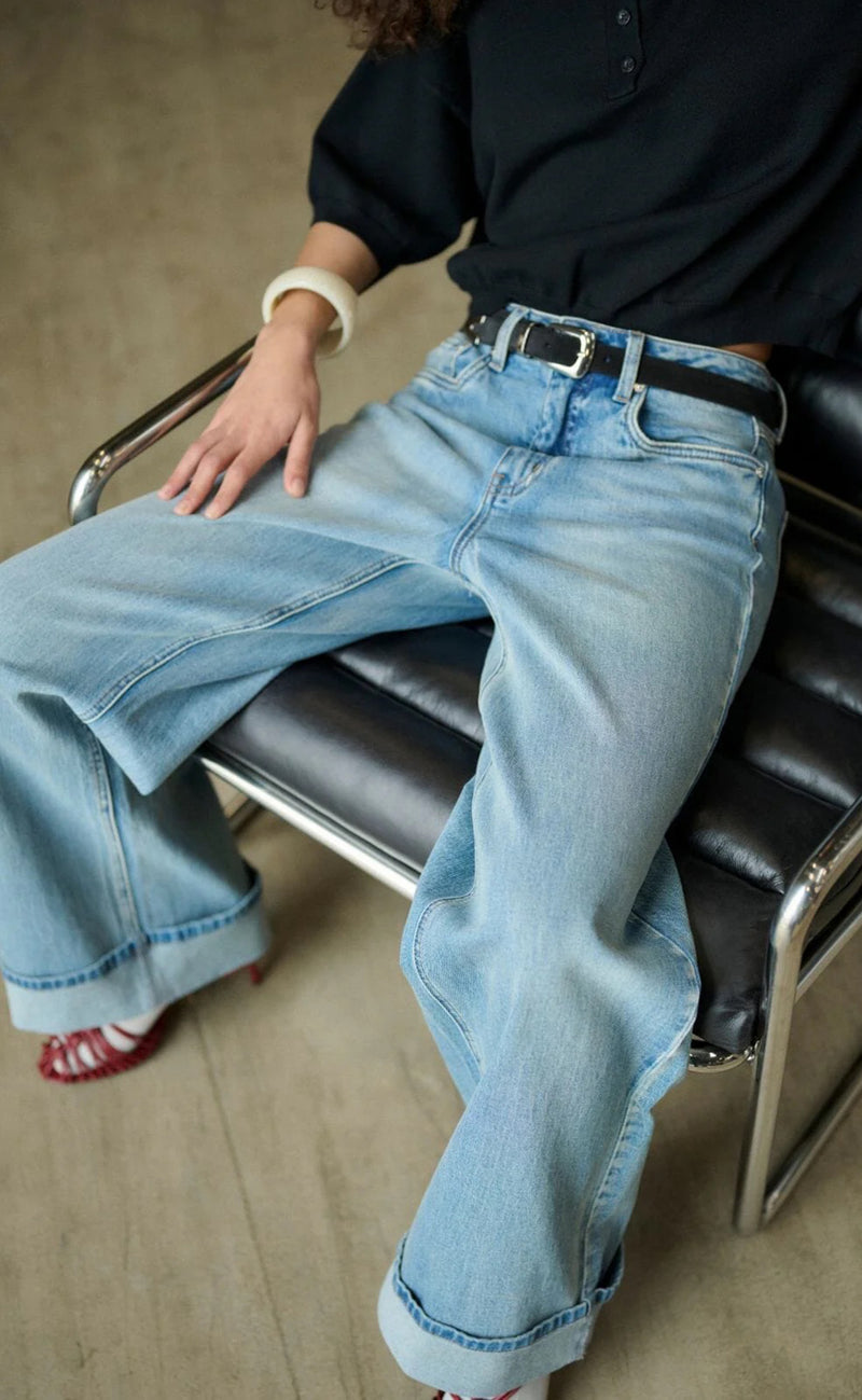 Gestuz Bukser - Sara HW Wide - Washed Blue