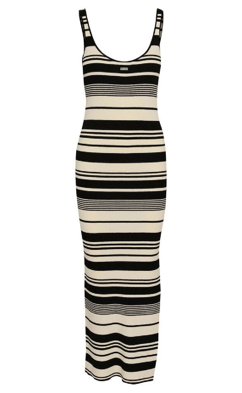Gestuz Kjole - Stela - Black/Birch striped