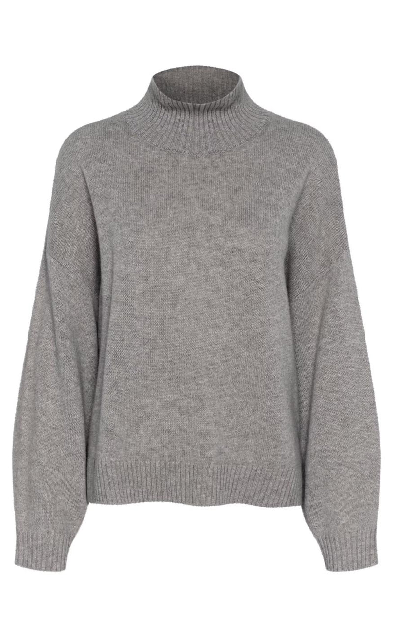 Gestuz Pullover - Casia High Neck - River Stone Melange