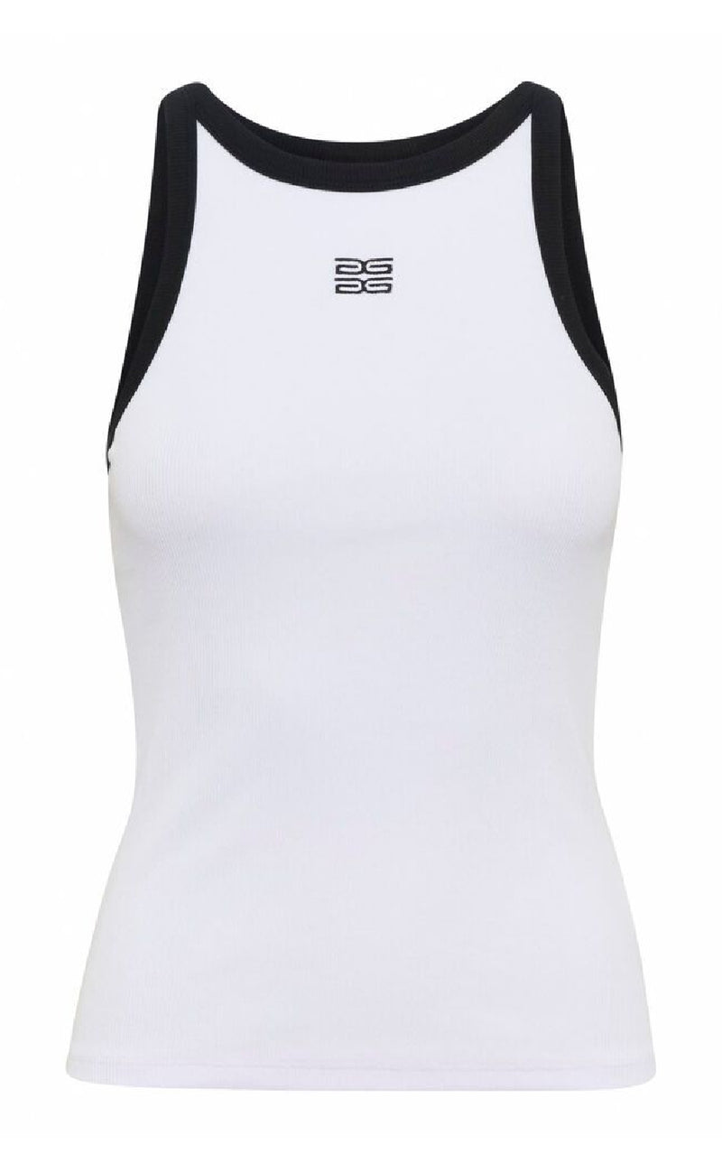 Gestuz Top - Drew Contrast Logo - Bright White