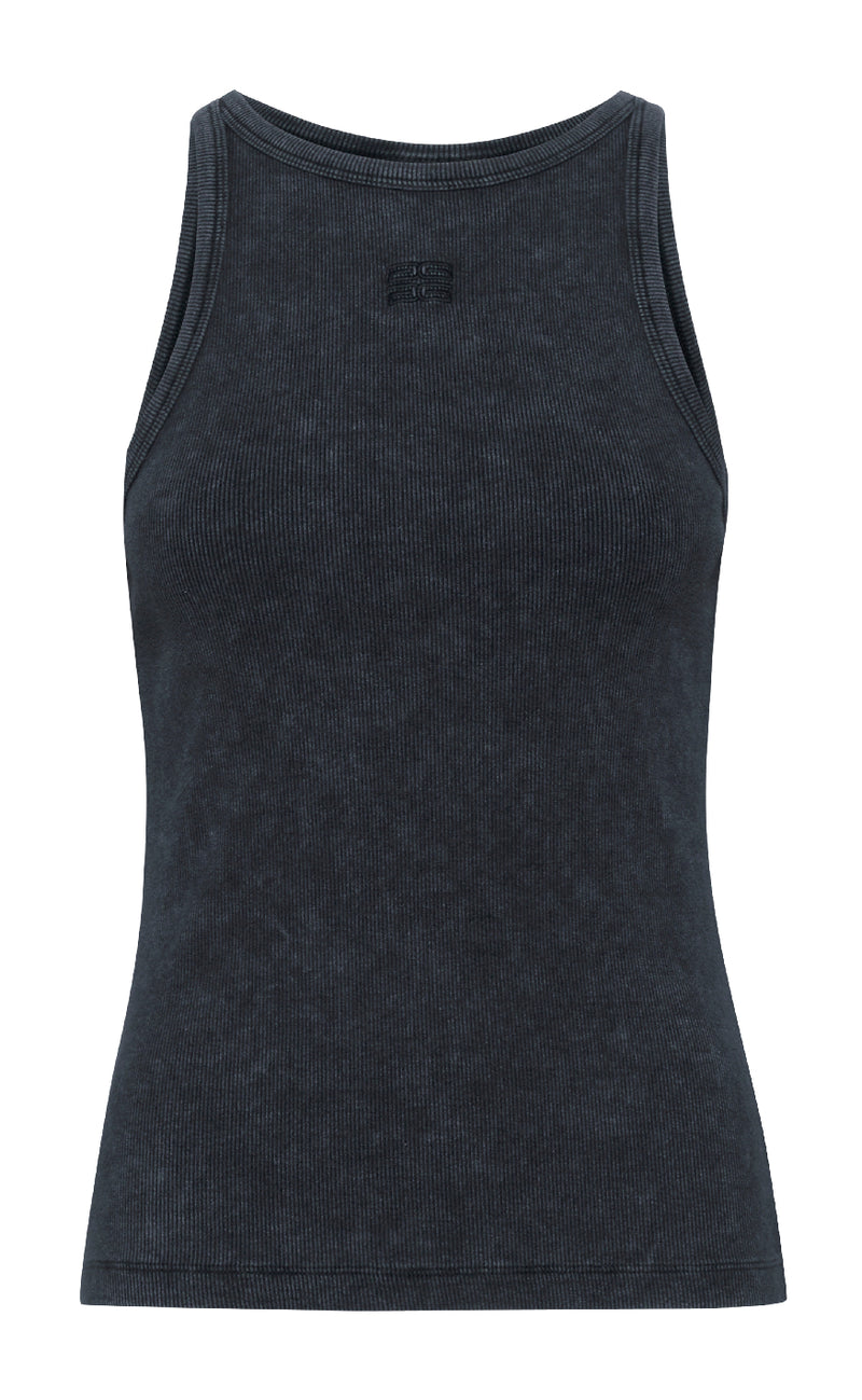Gestuz Top - Drew Washed Logo - Grey washed