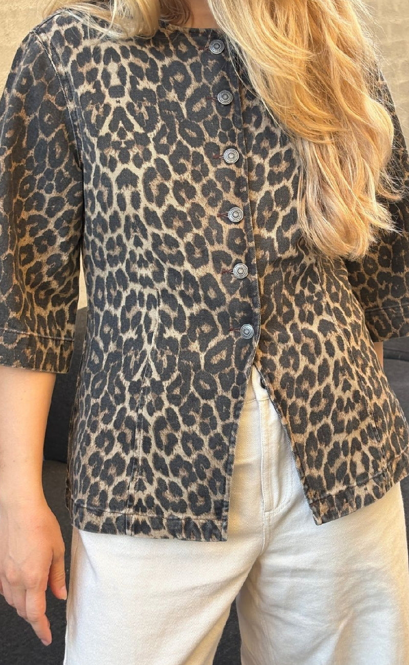 Global Funk Bluse - Lila-G - Leopard Mist