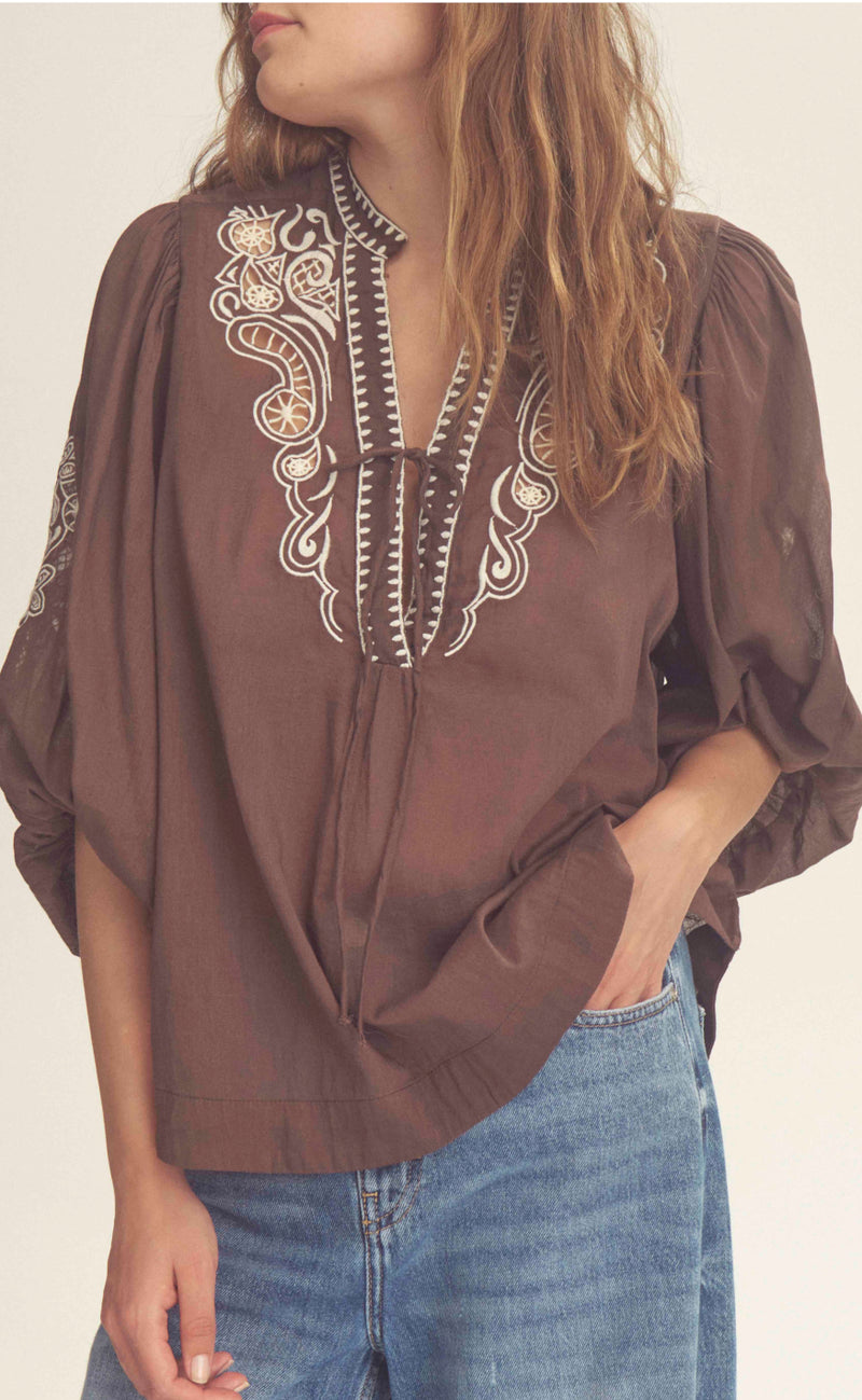 Gossia Bluse - Noura - Brown-Creme