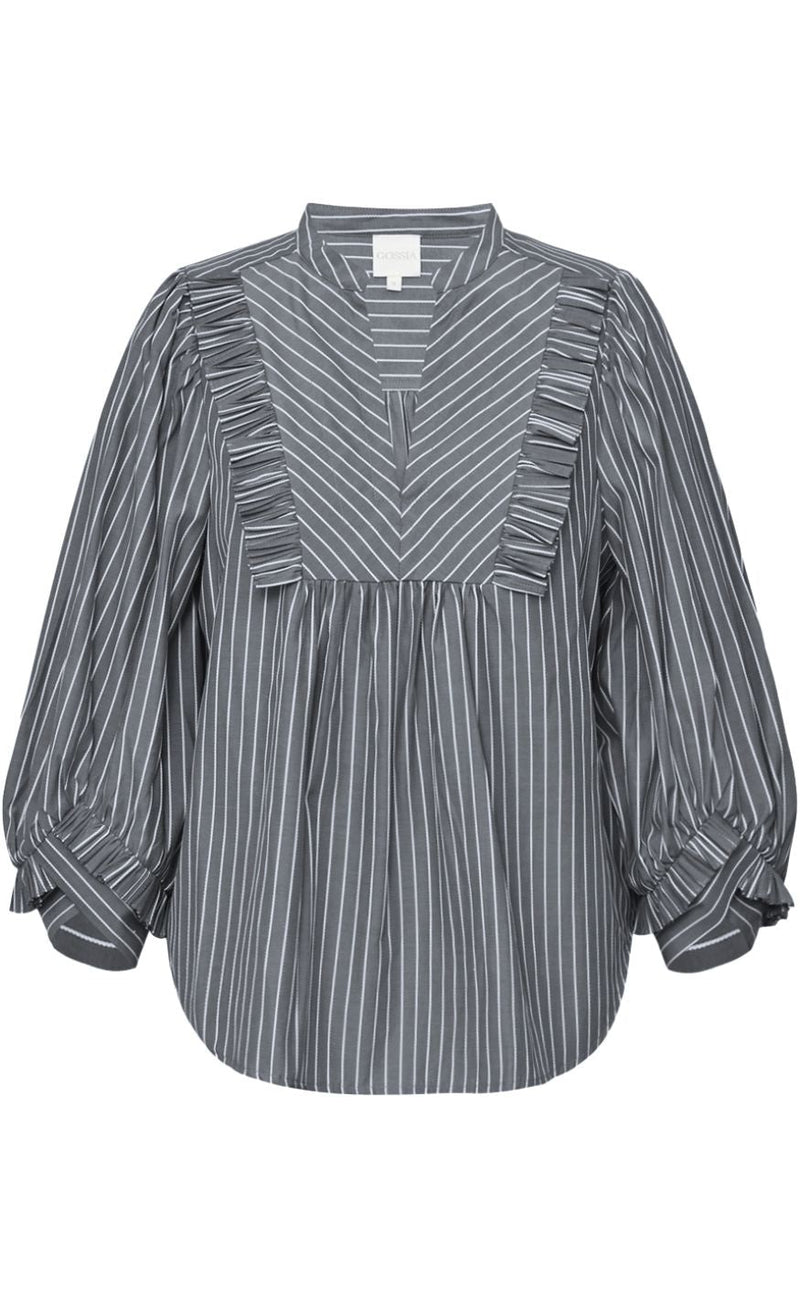 Gossia Bluse - Sia - Grey/White Stripes