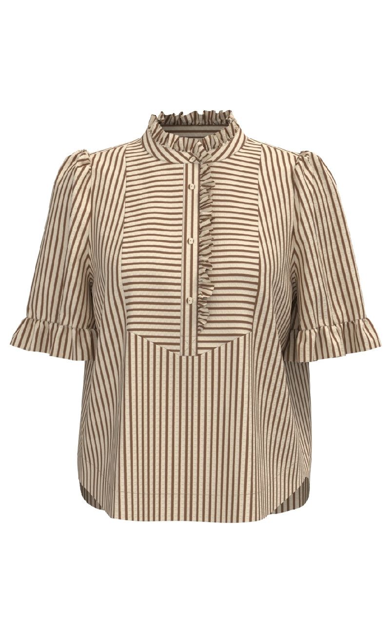 Gossia Skjorte - Benedicte - Creme Brown Stripes