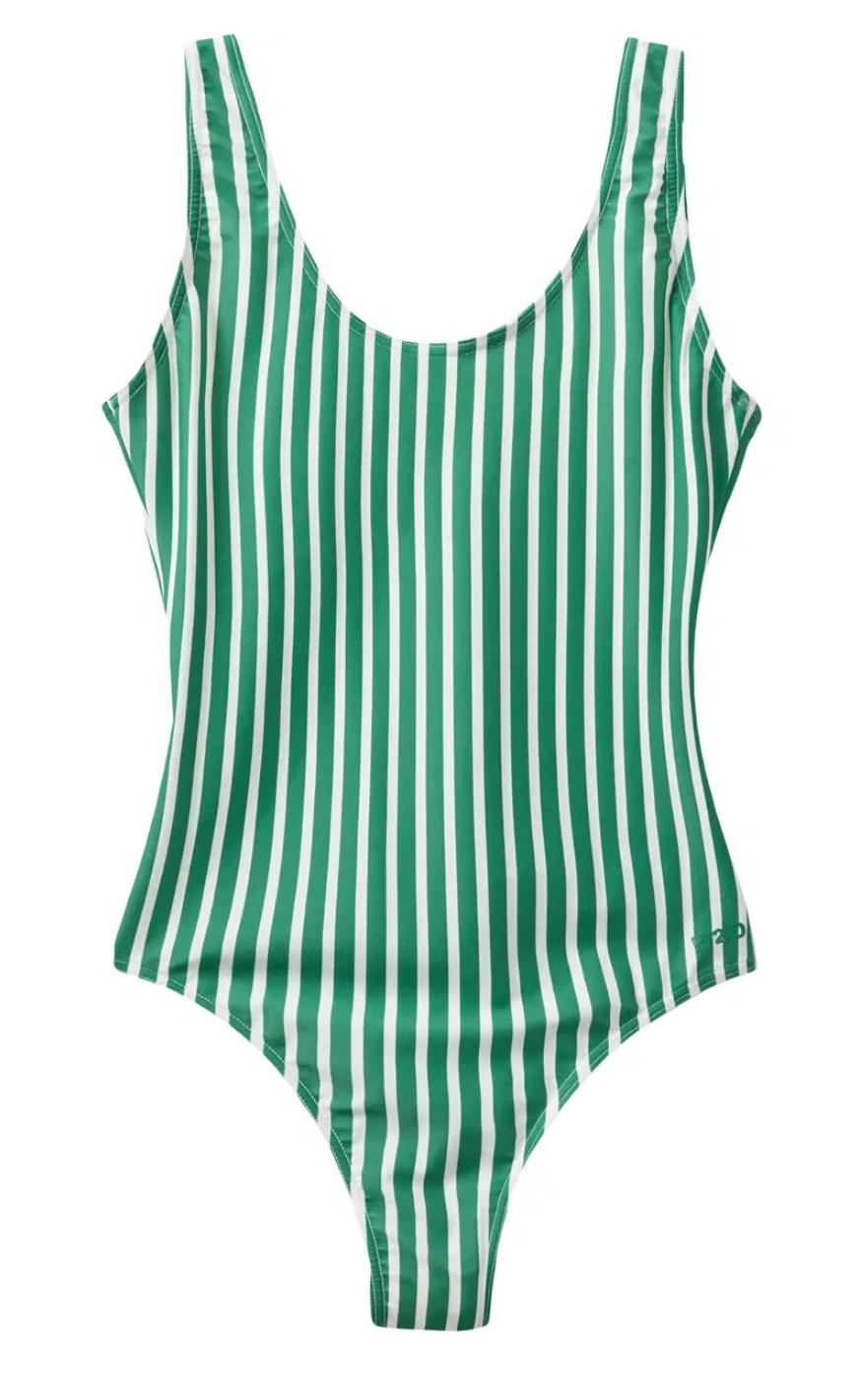 H2O Badedragt - Stripe Swim - Posy Green