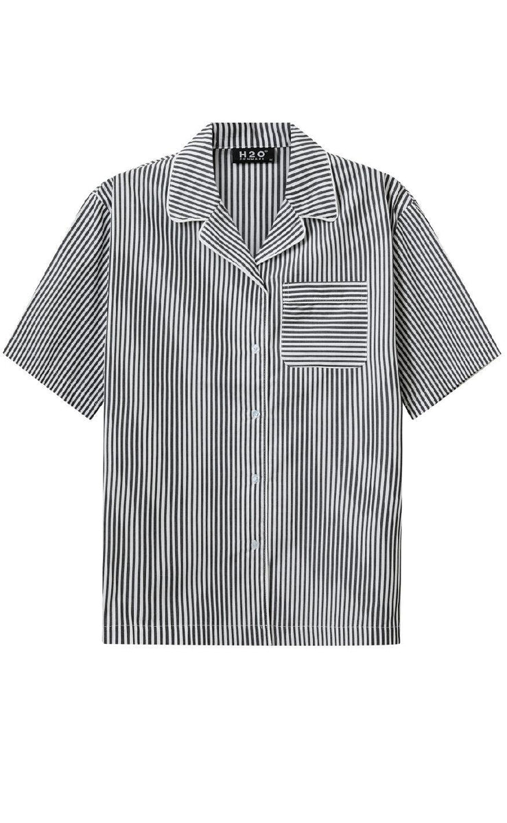 H2O - Rønne Essential Pajamas Shirt L/S 101018-2 - 7046 - Light Blue/White/Blue