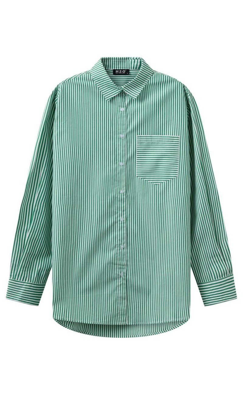 H2O Skjorte - Rønne Essential LS - Green/White