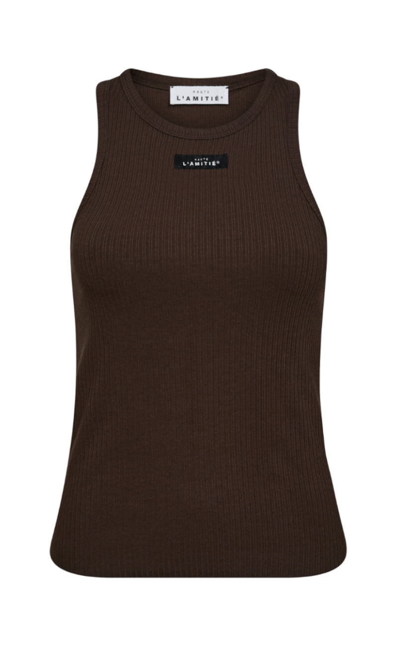 Haute L'Amitié Tanktop - Rib Badge - Mocca