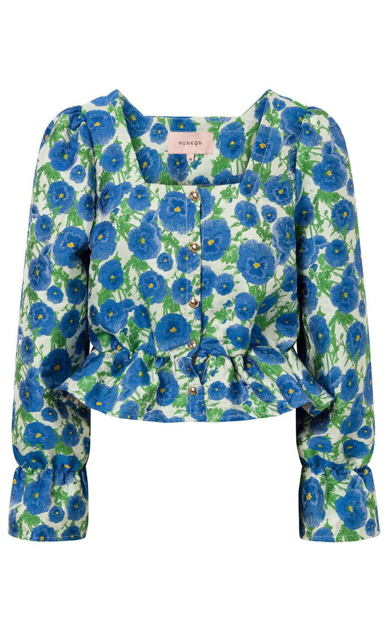Hunkøn Bluse - Betty - Blue Floral