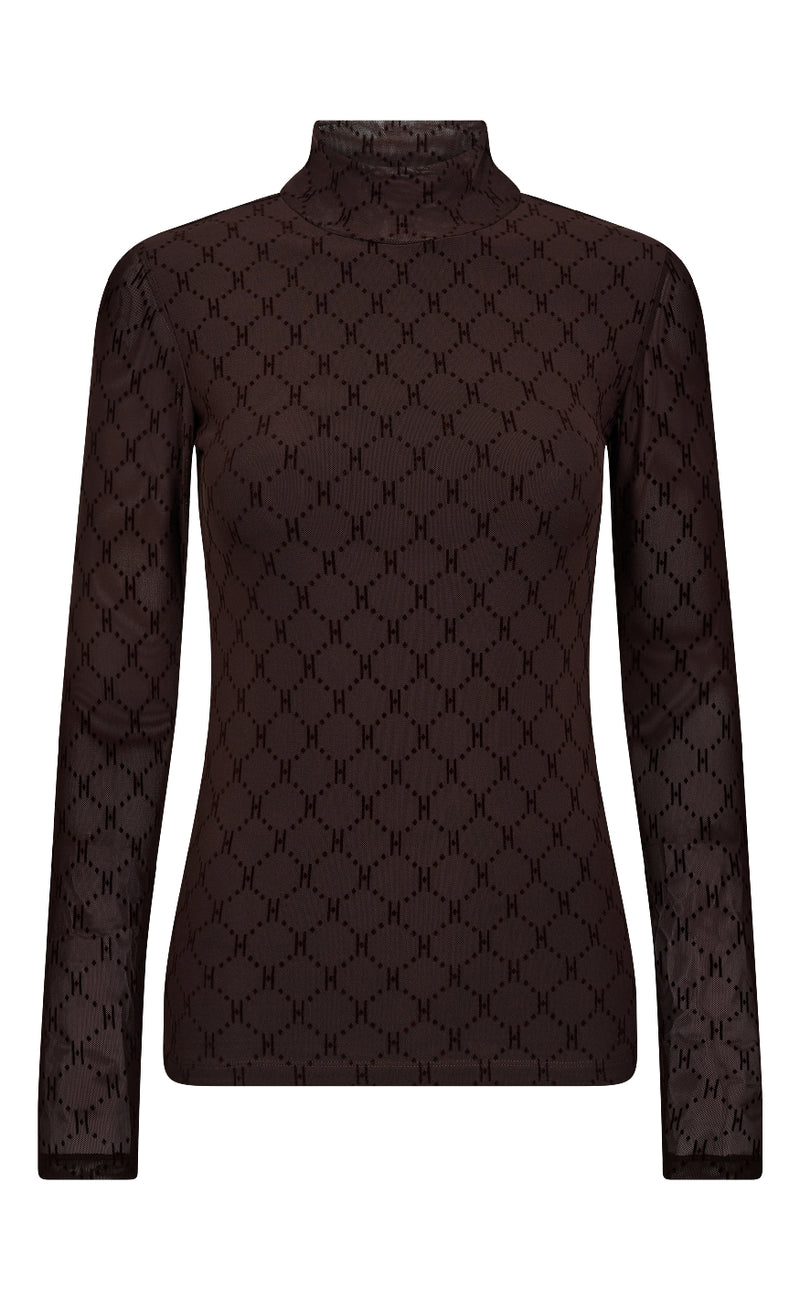 Hype The Detail Bluse - Mesh Turtle Neck - Brown