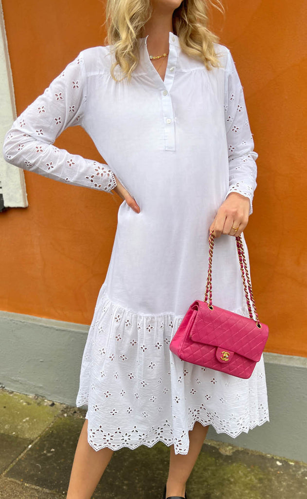 INA Copenhagen Kjole - Kitt - White Embroidery