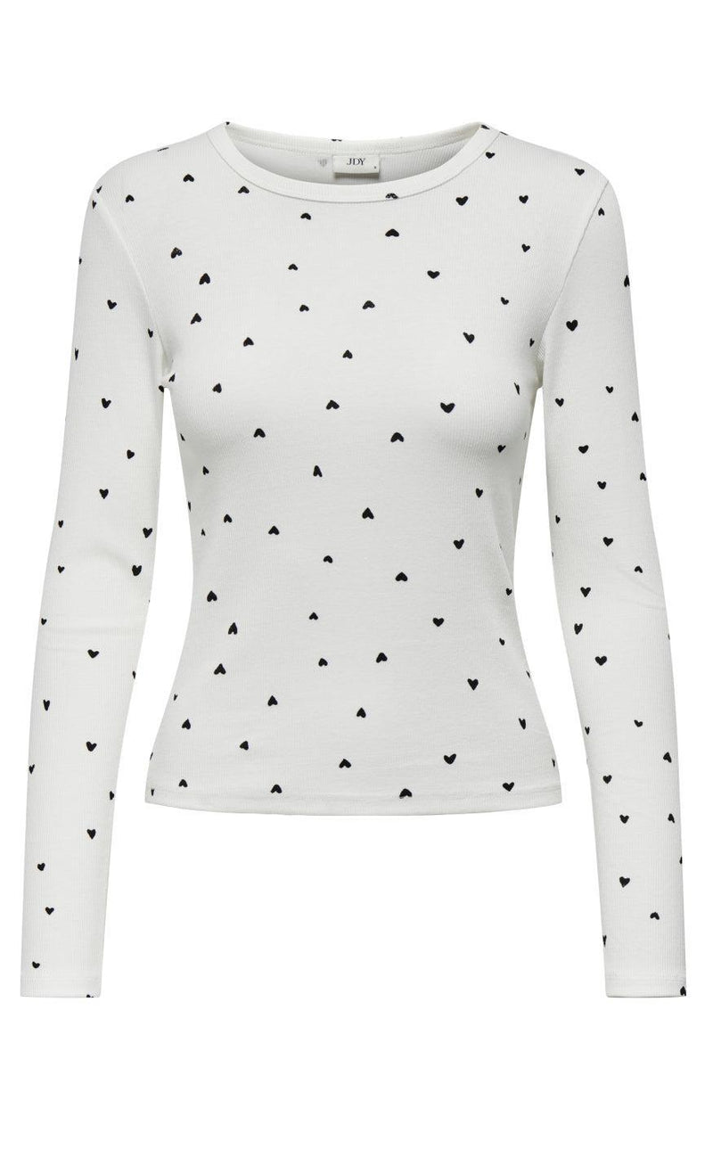 JDY Bluse - Sofia L/S - Cloud Dancer/Black Heart
