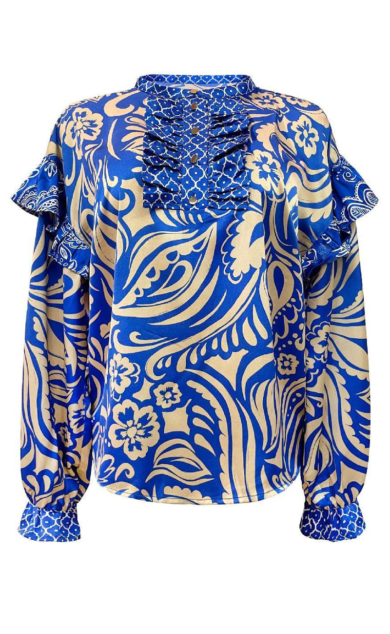 Liberte Bluse - Tia Frill - Cobolt Blue Mix