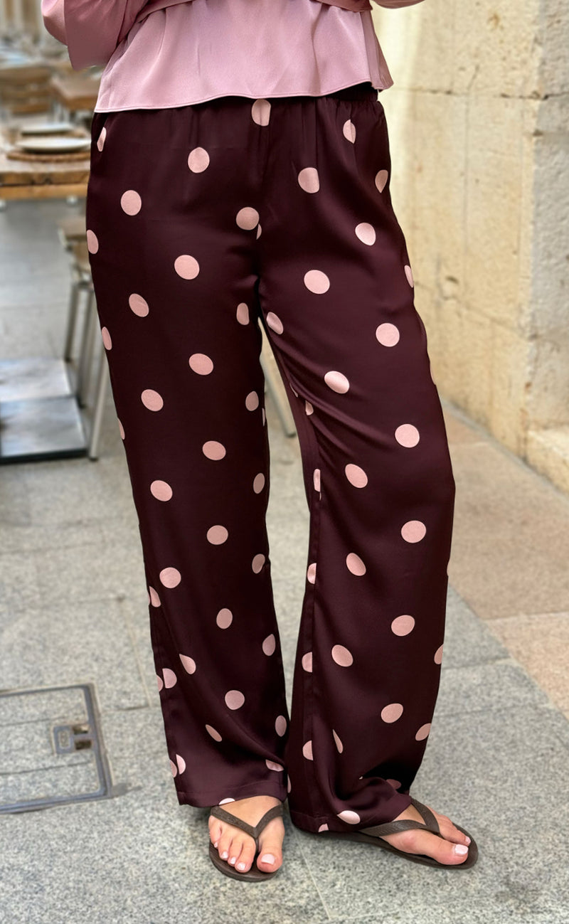 Liberte Bukser - Dotti - Plum Rose Big Dot