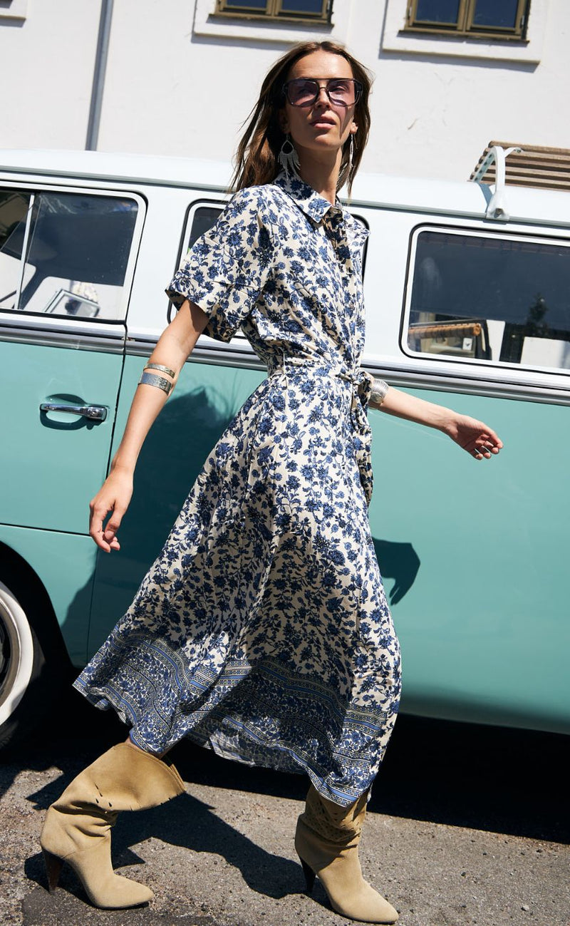 Lollys Laundry Kjole - Blake Midi - Blue