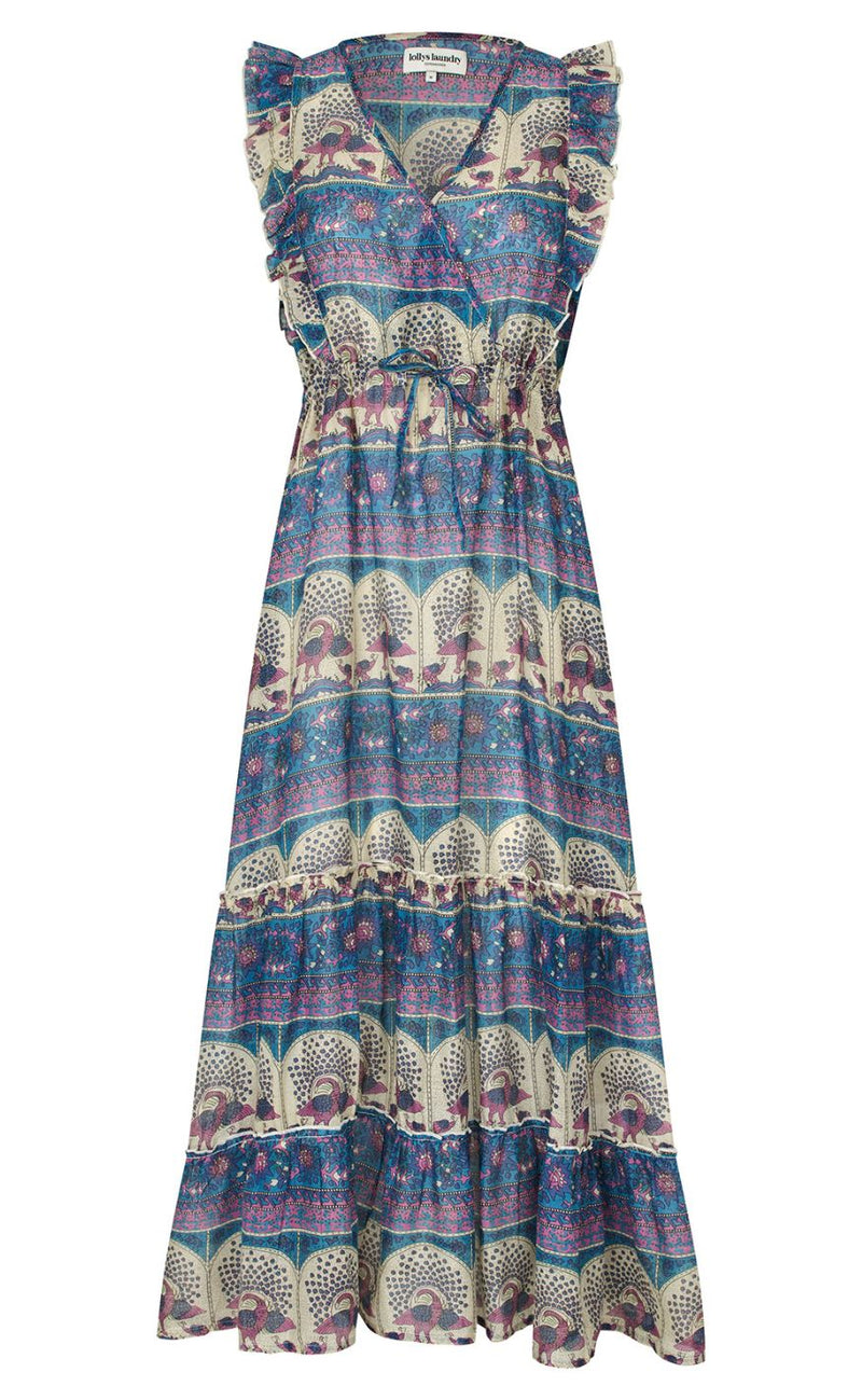 Lollys Laundry Kjole - Samo Midi SL - Blue