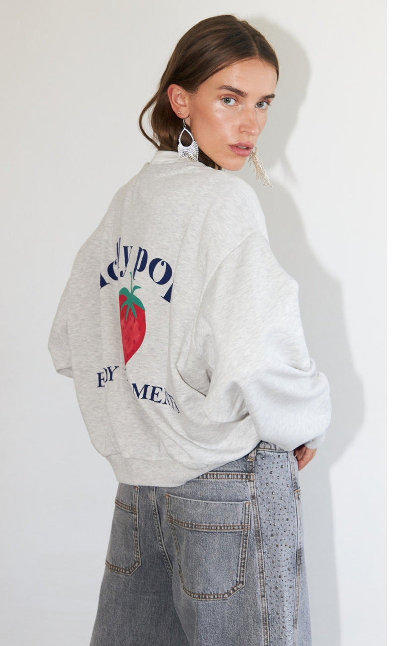 Lollys Laundry Sweatshirt - Sydney Strawberry - Light Grey Melange