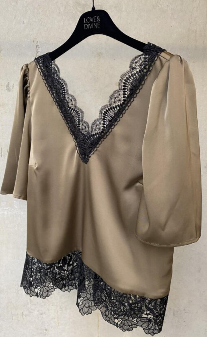 Love & Divine Bluse - Love1079 - Earth/Black