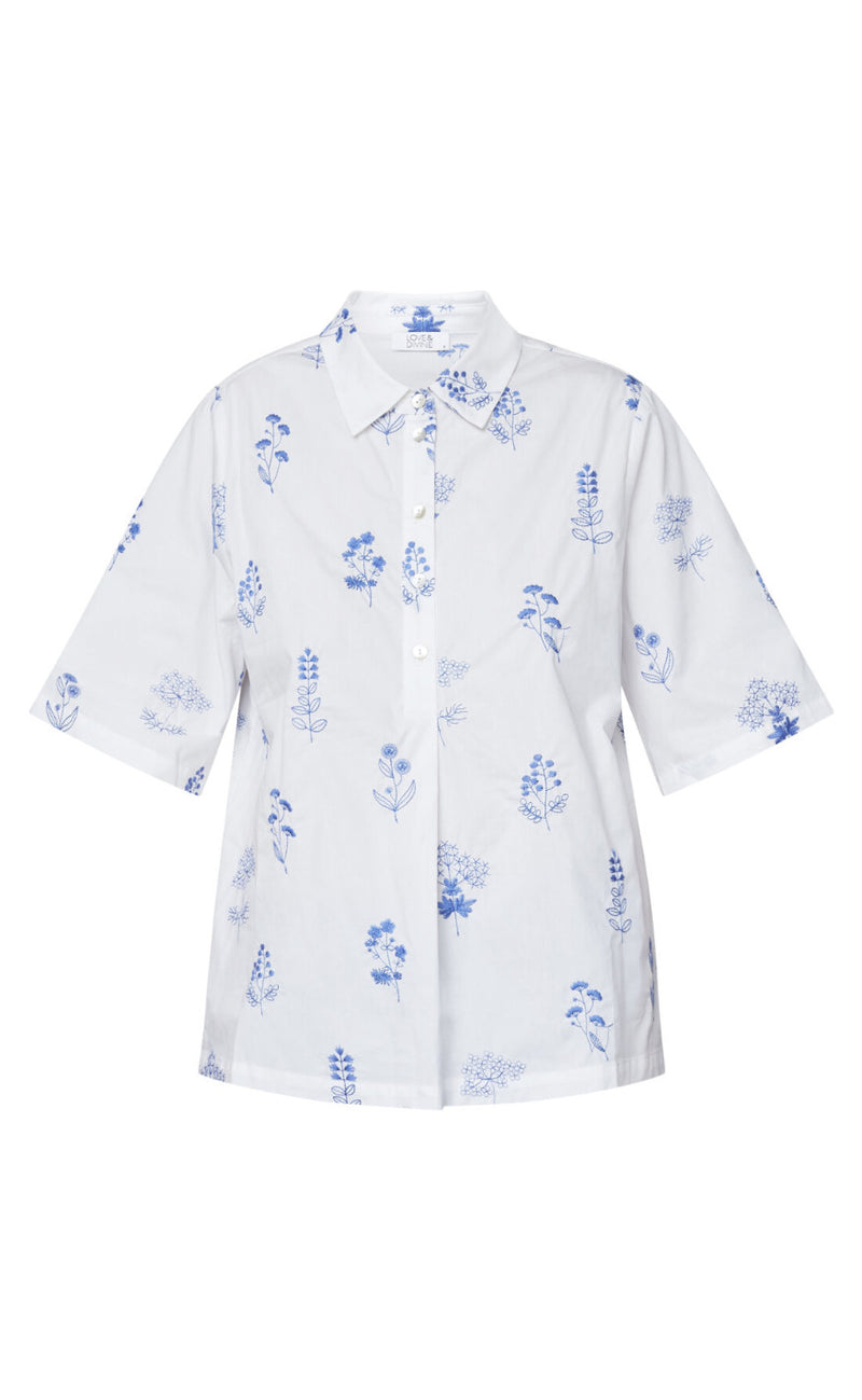 Love & Divine Bluse - Love1351 - White/Blue