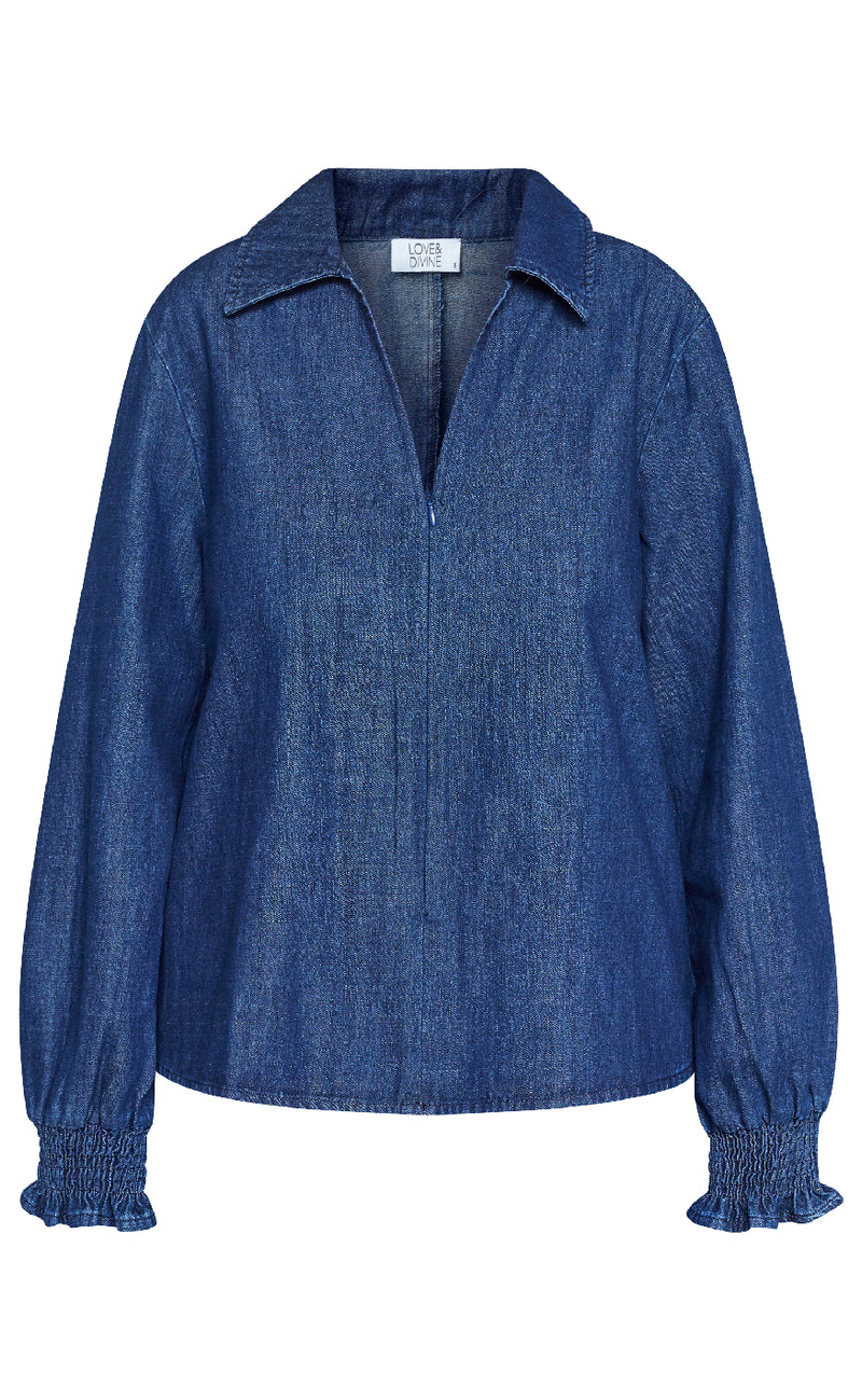 Love & Divine Bluse - Love1391 - D. Denim