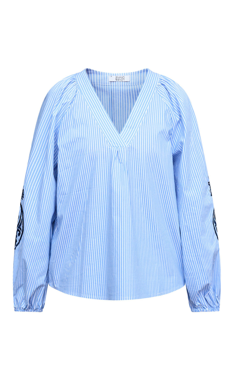 Love & Divine Bluse - Love1529 - Blue Stripe