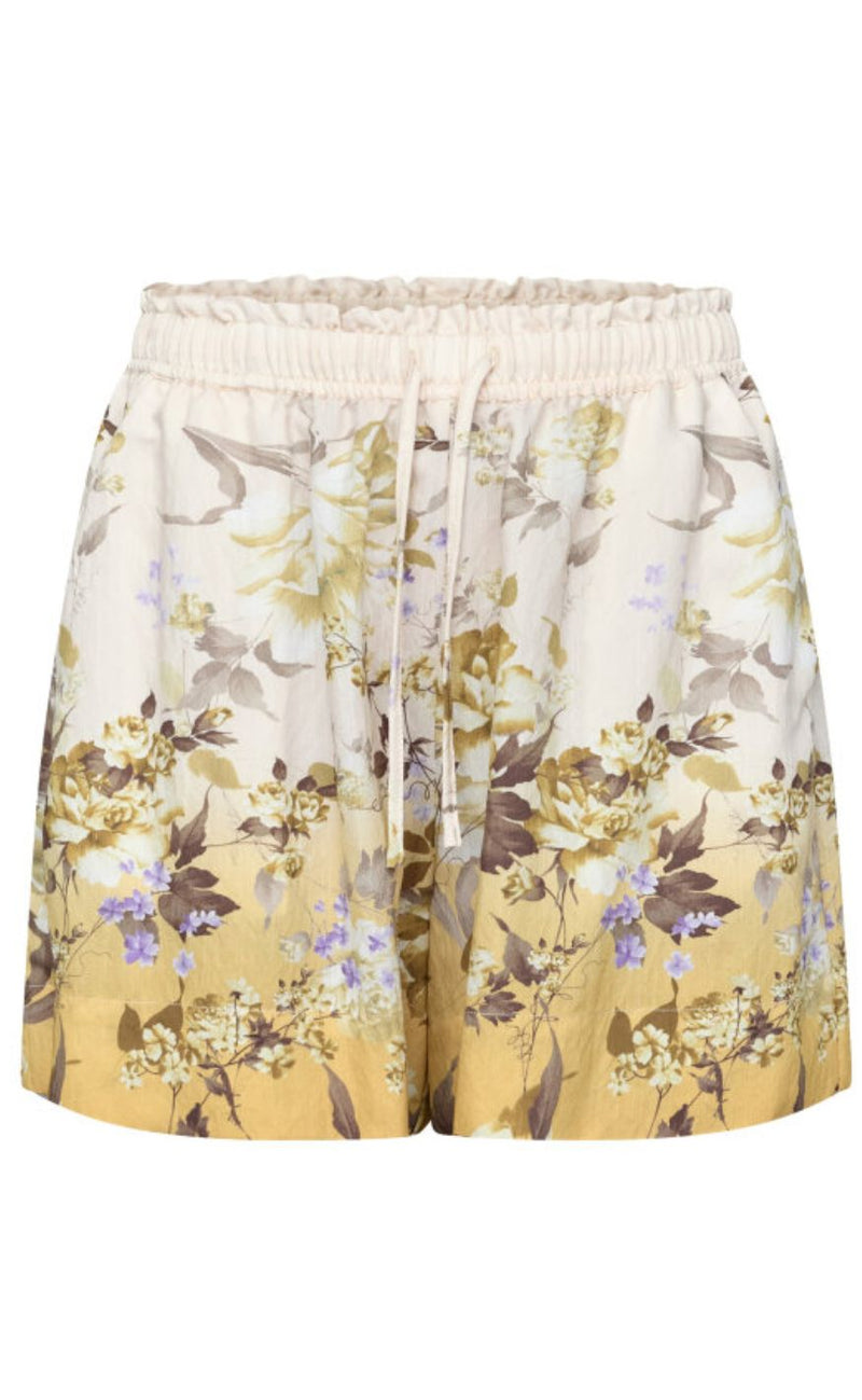 Love & Divine Shorts - love970-13 - Yellow/Brown Flower