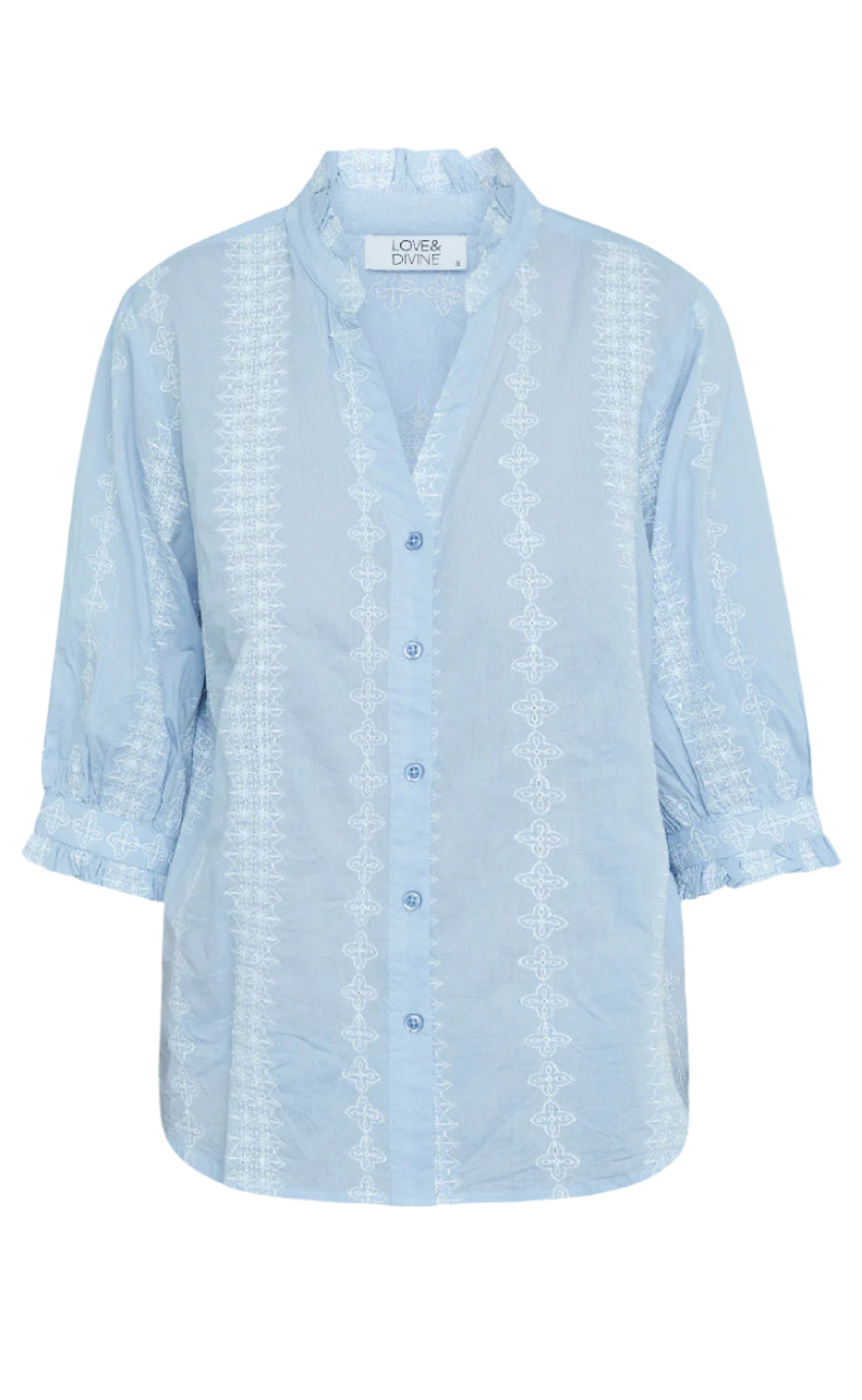 Love & Divine Skjorte - Love1298 - L. Blue/White